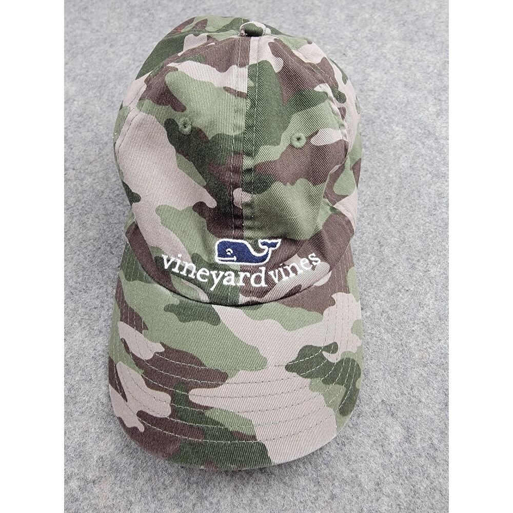 Vineyard Vines Hat Cap Strap Back Green Camouflage Camo Embroidered Whale Mens